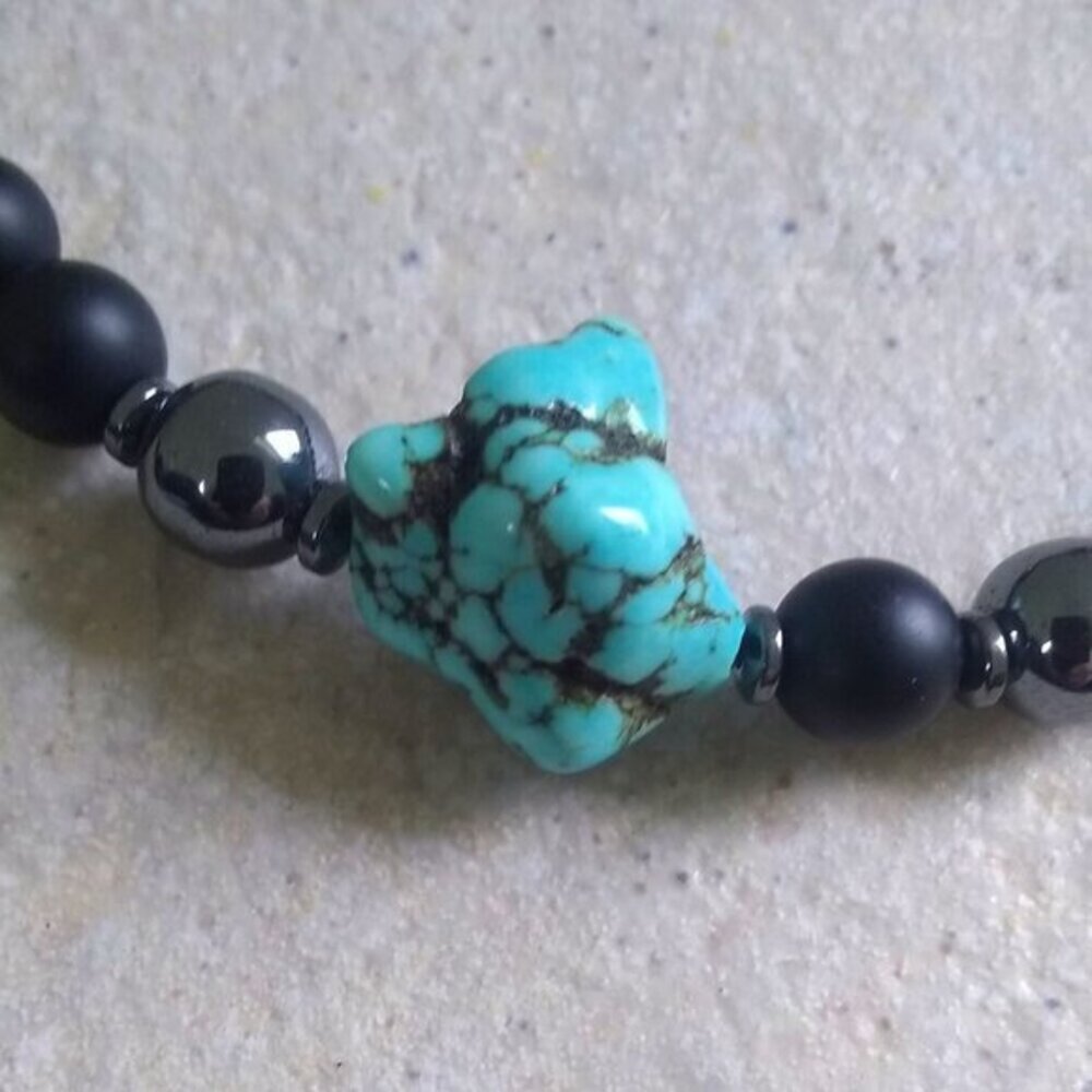 Sexy & Sleek! Men's Hematite + Black Stone Bracelet - Father's Day Gift for Him! - Picture 10 of 14